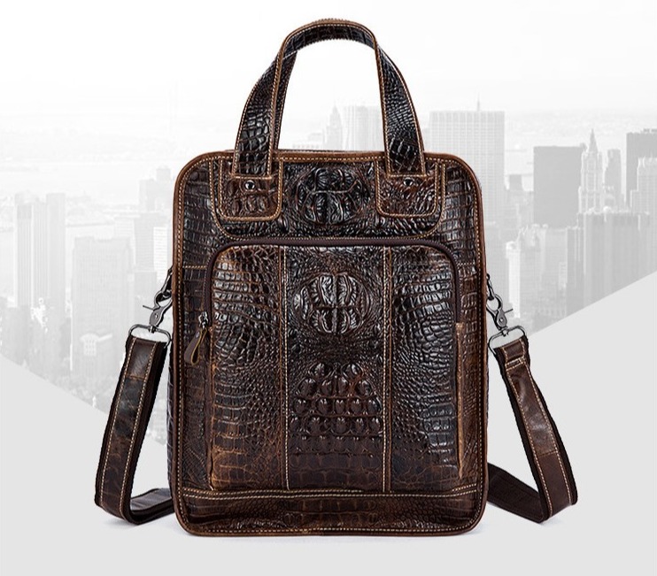 Túi Đeo Chéo Nam Da Bò Vân Cá Sấu Cao Cấp PL033